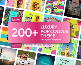 luxury pop colour themed instagram templates canva editable social media post & stories engagement booster Instagram Templates for Business