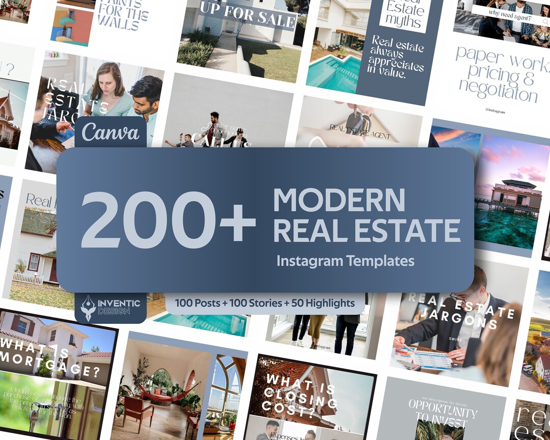 200+ Instagram Templates for Real Estate, Social Media Content Realtor ...