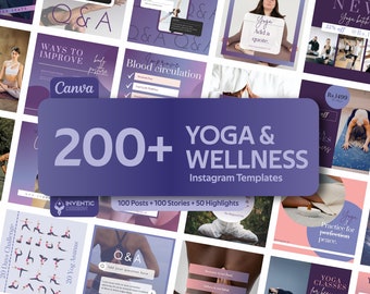 yoga instagram template wellness and fitness,health coach instagram post templates & stories editable CANVA template social media templates