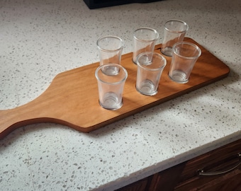 Personalized Wood Shot Flight, Barware Serving Tray