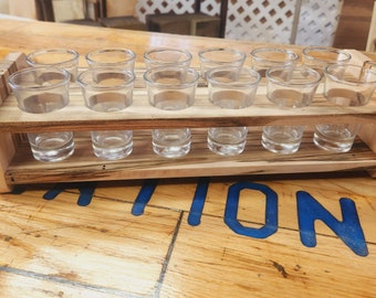 Handmade Ambrosia Maple Shot Glass Carrier, 12 Shot Glasses