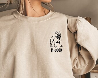 Personlig fransk bulldogg-tröja med rund hals, Frenchie Mama-tröja, Frenchie Mama-tröja, fransk bulldogg-presenter, Frenchie-skjorta