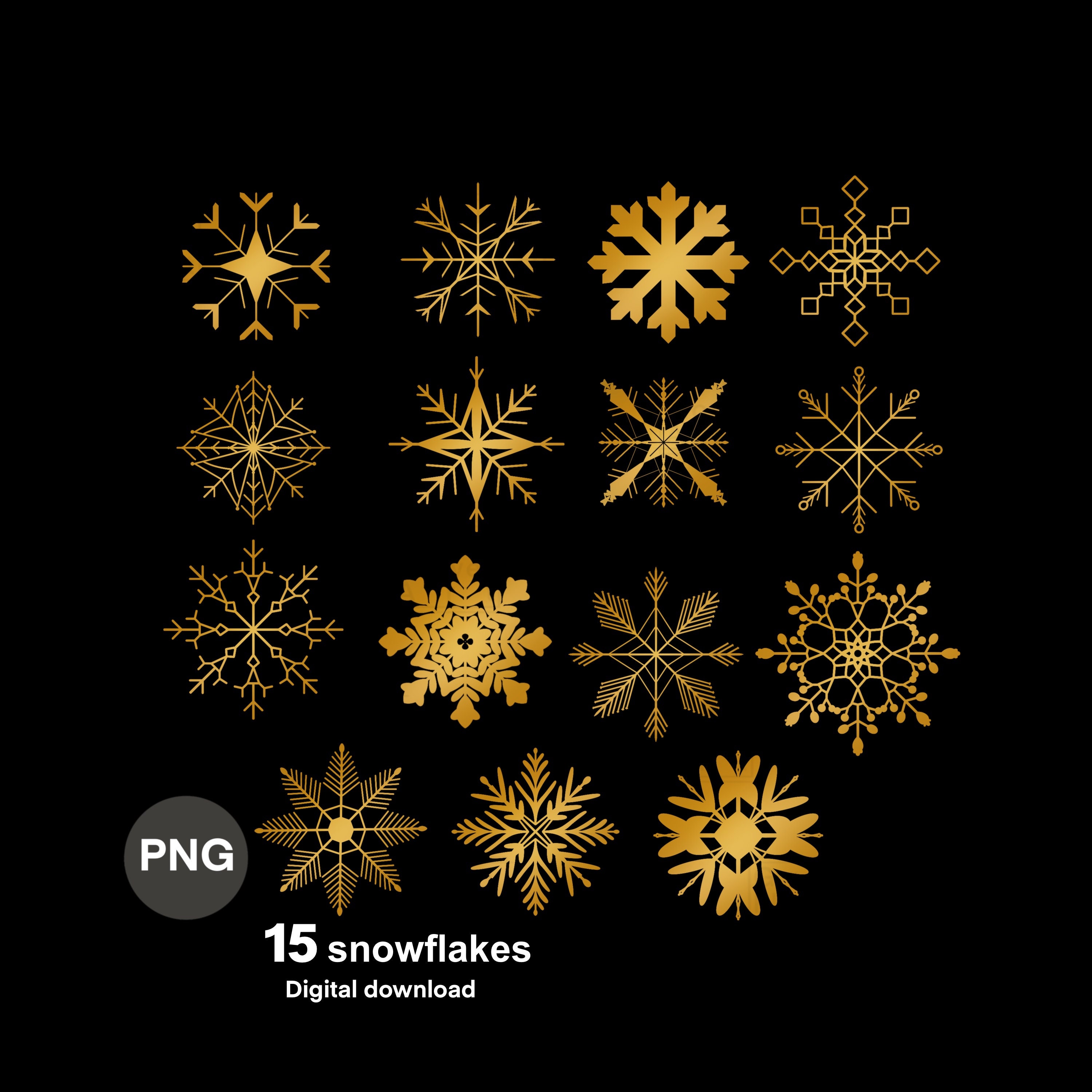 Snowflake Clipart Gold Snowflake Clipart Christmas Clipart Etsy