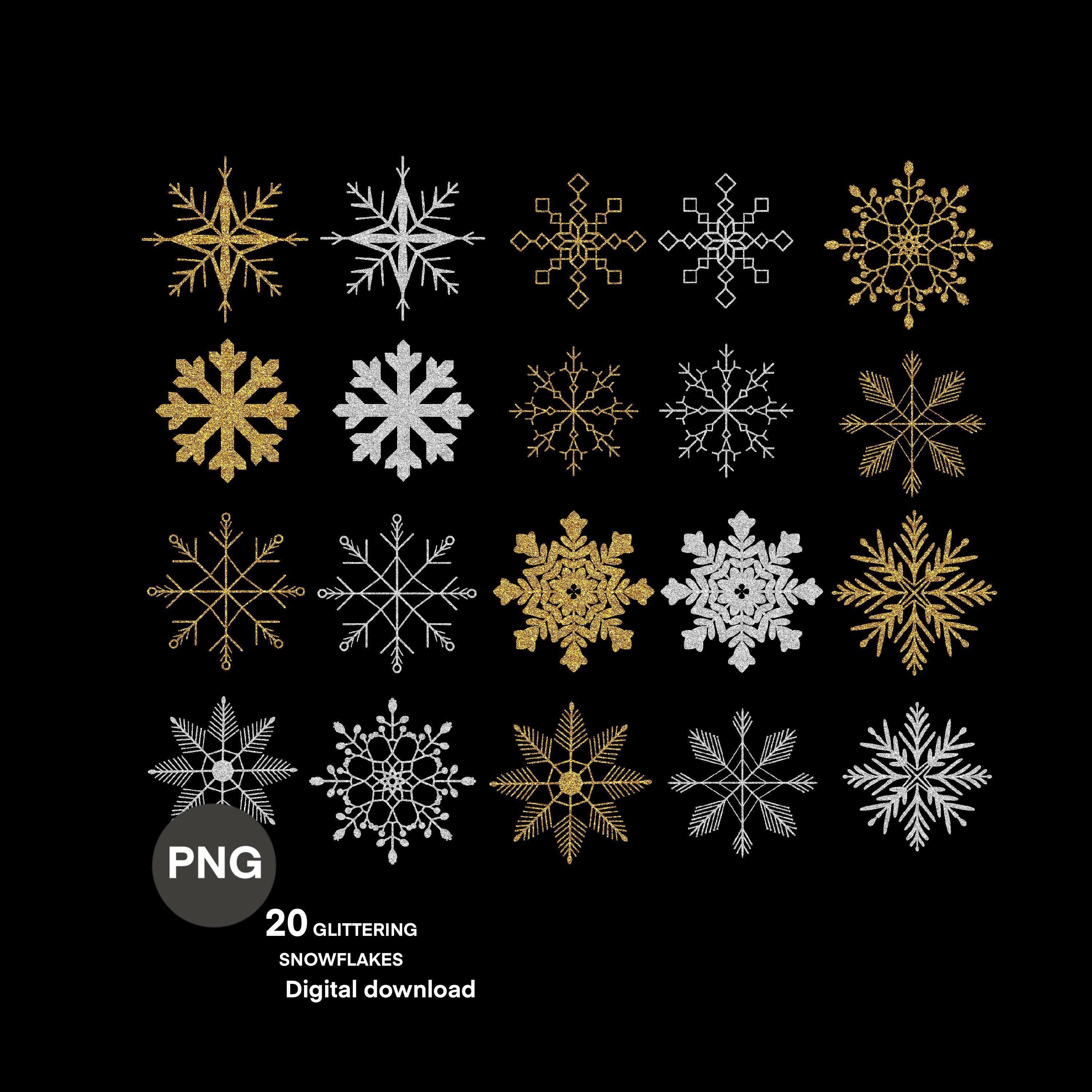 Snowflake Clipart, Gold and Silver Snowflake clipart, Glitte - Inspire  Uplift