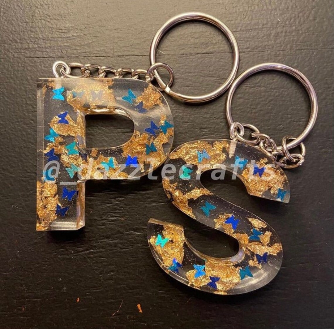 Personalized Resin Keychain Letters Etsy