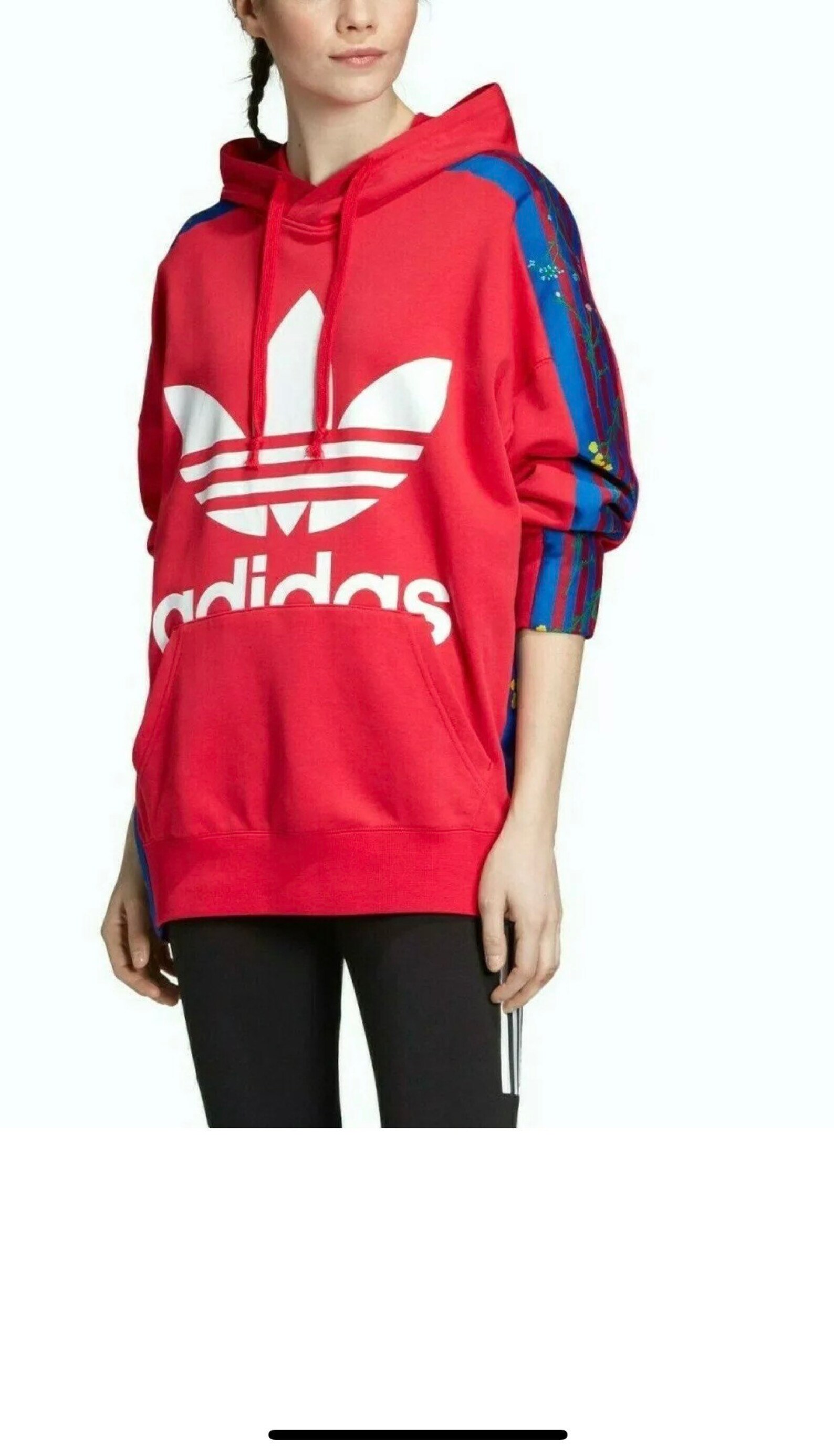 Adidas Flower Hoodie Womens Relaxed Fit Cotton Sweatshirt Etsy