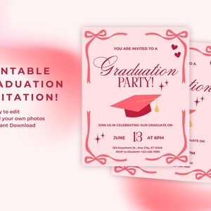 Printable Coquette Graduation Invitation for Graduation Parties