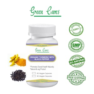 100% Pure & Natural Organic Turmeric Black Pepper Powder in Capsules