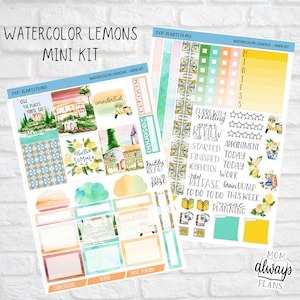 NEW MINI KIT *** Watercolor Lemons Mini Kit - Planner Stickers - Always Fully Booked, Hobonichi Cousin