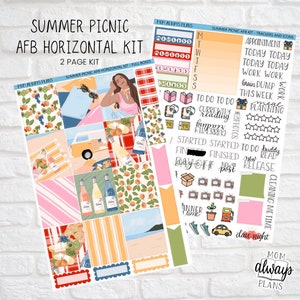 NOVO LAYOUT *** Piquenique de verão - Kit semanal horizontal - Adesivos de planejador - Sempre lotado, primo Hobonichi