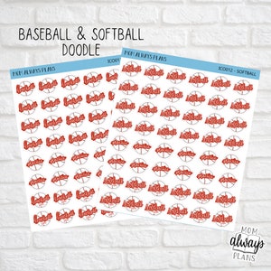 Baseball Softball Doodle Icon - Übung, Spiel