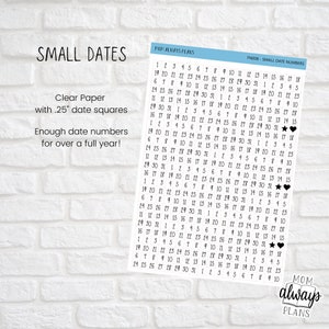 Small Date Stickers for undated calendars and journals