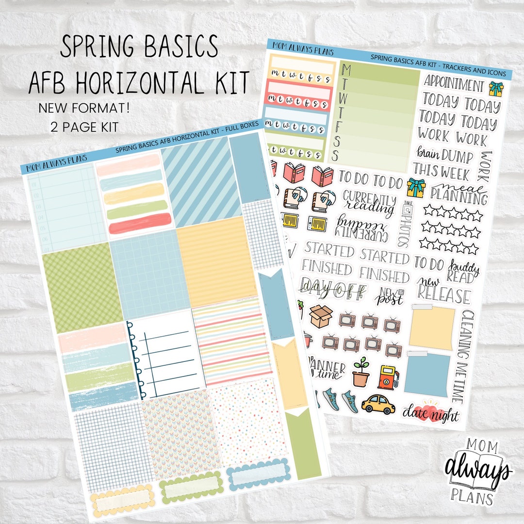 NEW LAYOUT *** Spring Basics - Horizontal Weekly Kit - Planner Stickers ...