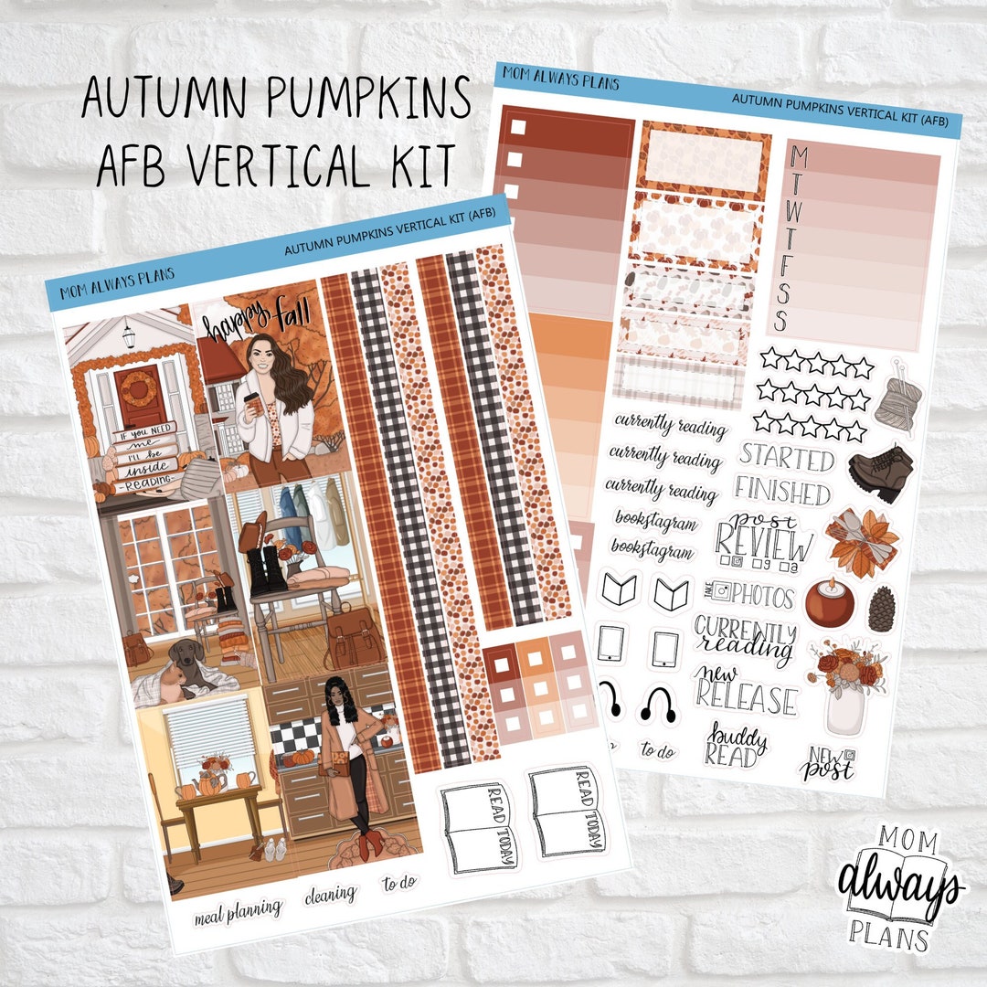 Autumn Pumpkins Vertical Weekly Kit Planner Stickers - Etsy