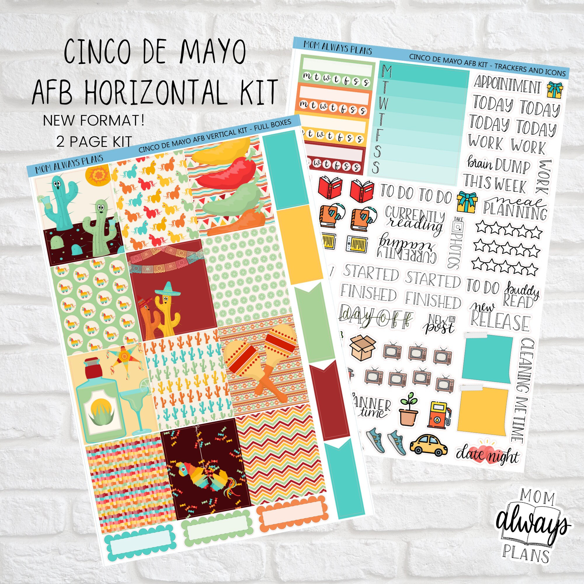 NEW LAYOUT *** Cinco De Mayo - Horizontal Weekly Kit - Planner Stickers ...
