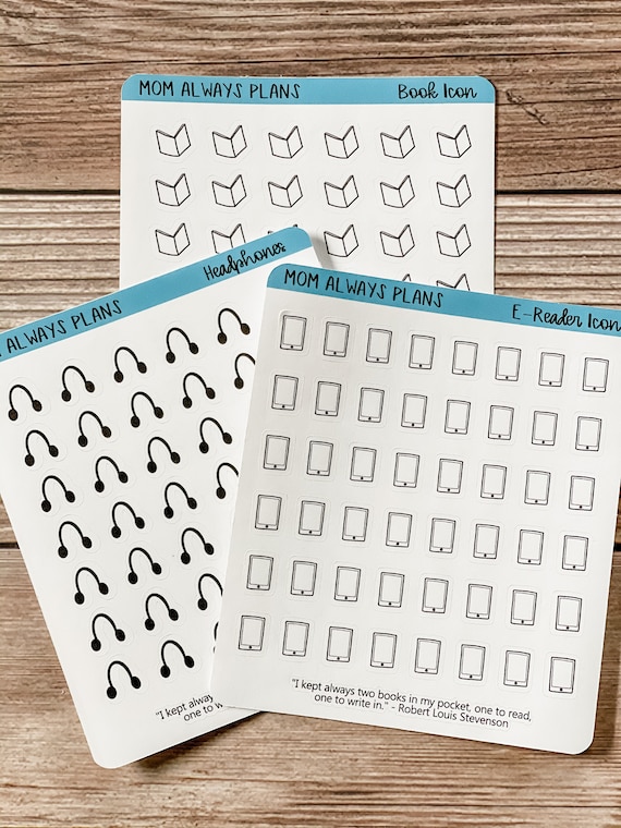 Book Format Icons, reading, ebook, audiobook, headphones, kindle, reading planner stickers