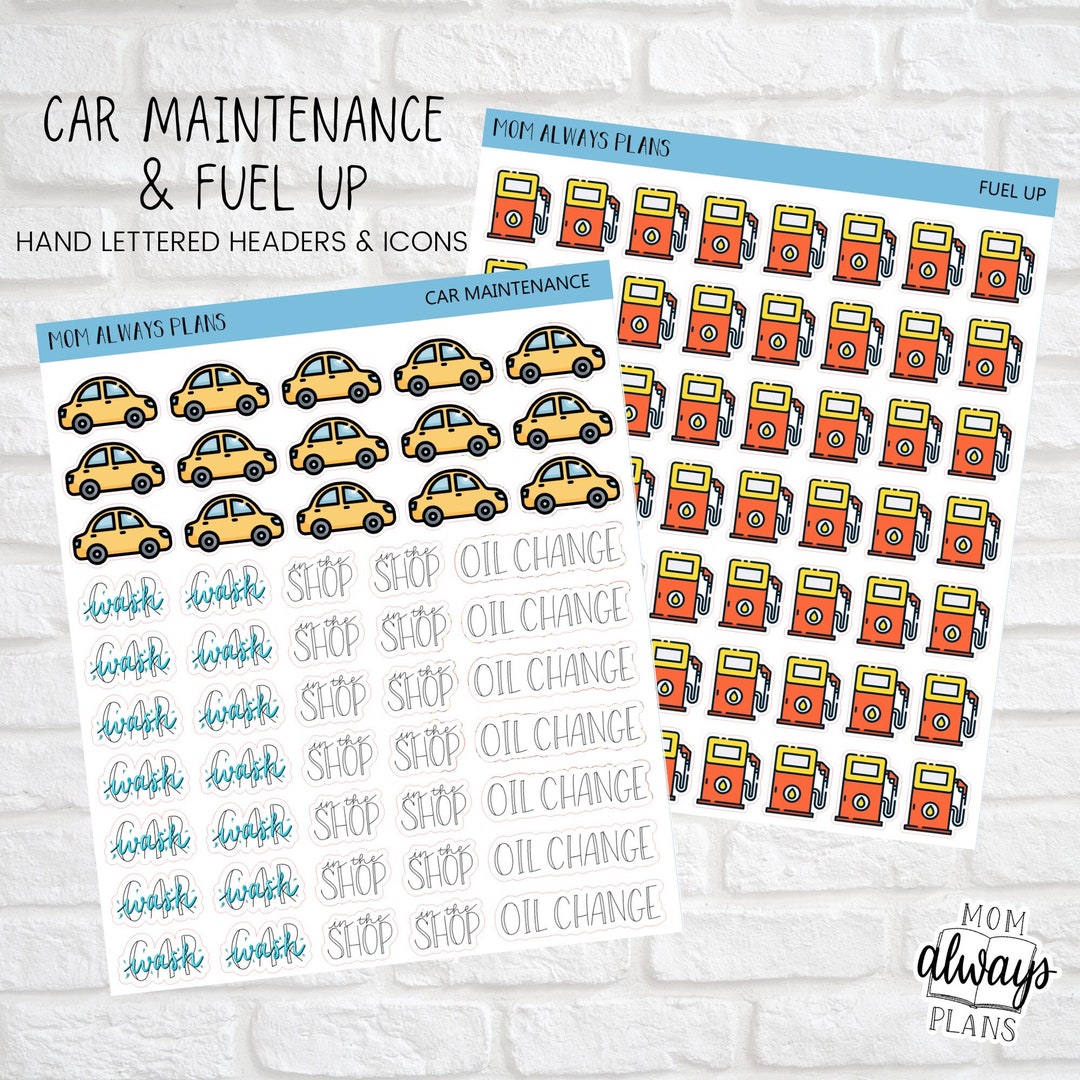 Car Maintenance, Shop, Fuel, Car Wash - Hand Lettered Headers - Etsy