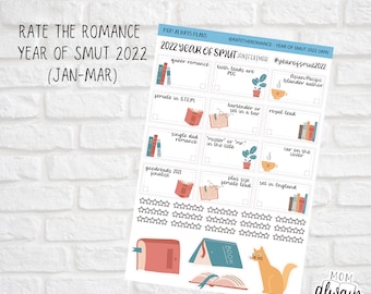 Rate The Romance Year of Smut 2022 Reading Challenge planner stickers