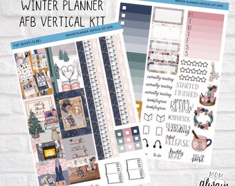 Winter Planner - Vertical Weekly Kit - Planner Stickers - Always Fully Booked