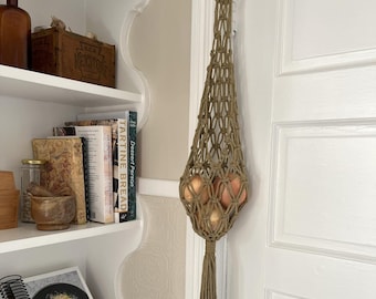 Makramee produzieren Tasche | Hängende Obst und Gemüse Tasche | Produkaufhänger | Hängender Obstkorb | Baumwolltaschen | Handgemachter Baumwollbehang