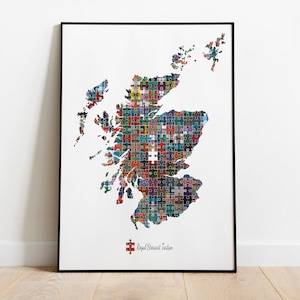 Personalisierte Clan Tartan Schottische Jigsaw Karte Drucken | Angepasste Kunst | Geschenkidee aus Schottland | Drucken | Geburtstag, Weihnachten, neues Zuhause