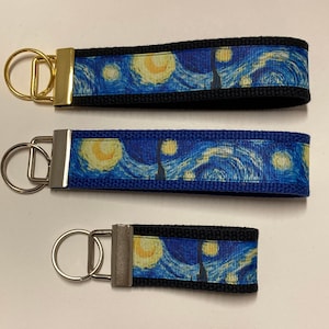Van Gogh Starry Night Key Fob Wristlet Keychain Keyring