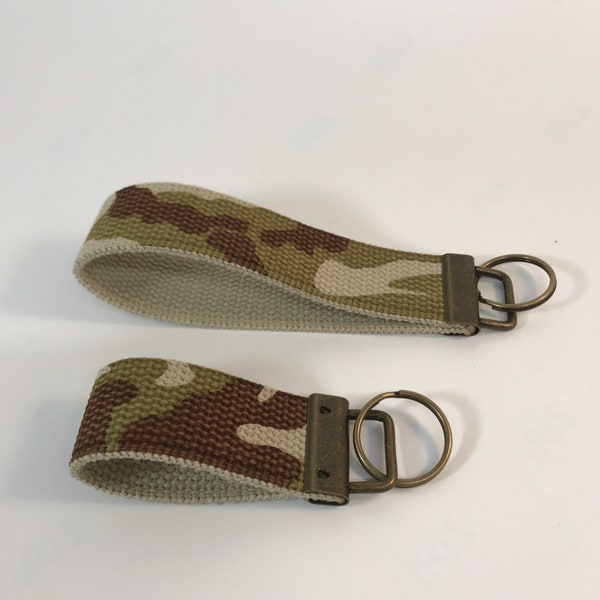 Desert Camo Key Fob, Wristlet Keychain Keyring, 2 sizes