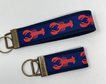 Lobster Key Fob Wristlet Keychain Keyring, Ocean-Theme key fob, Summer Key Fob