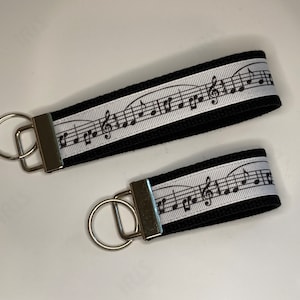 Music Notes Key Fob Wristlet Keychain Keyring, gift for musician