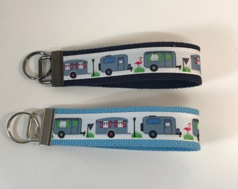 Camper, RV, Travel Trailer Key Fob Wristlet Keychain Keyring, 2 sizes, Fathers Day gift, Mothers Day gift, gift for camper