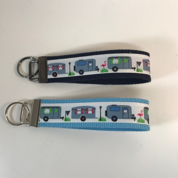 Camper, RV, Travel Trailer Key Fob Wristlet Keychain Keyring, 2 sizes, Fathers Day gift, Mothers Day gift, gift for camper