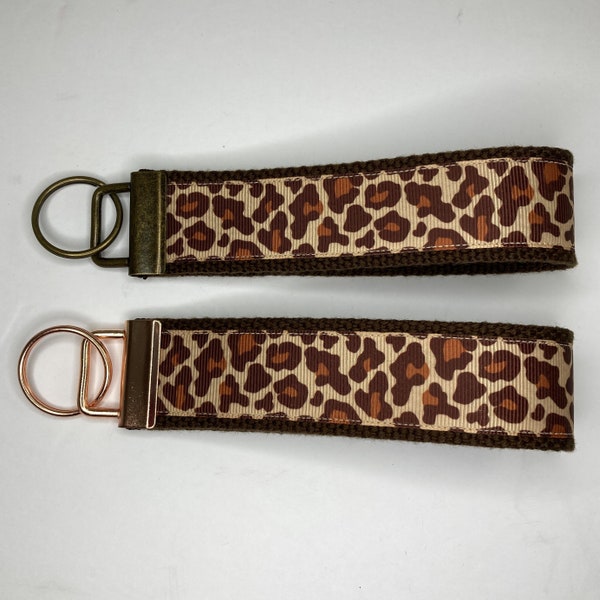 Leopard Print Cheetah Print Key Fob Wristlet Keychain Keyring