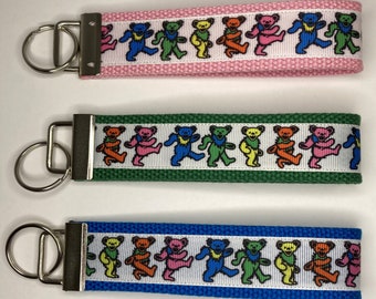 Dancing Bears Key Fob Wristlet Keychain Keyring
