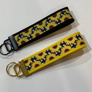 Sunflower Key Fob Wristlet Keychain Keyring