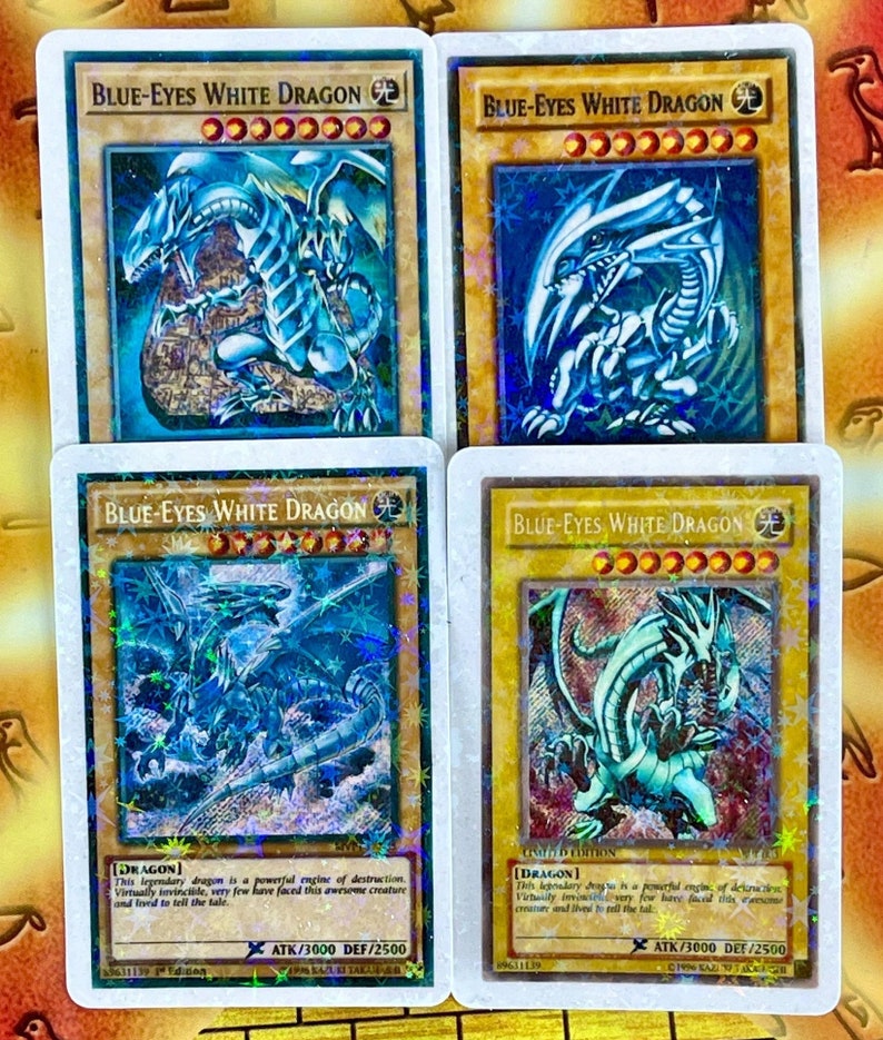 Holographic Blue Eyes White Dragon Stickers Waterproof Card Etsy