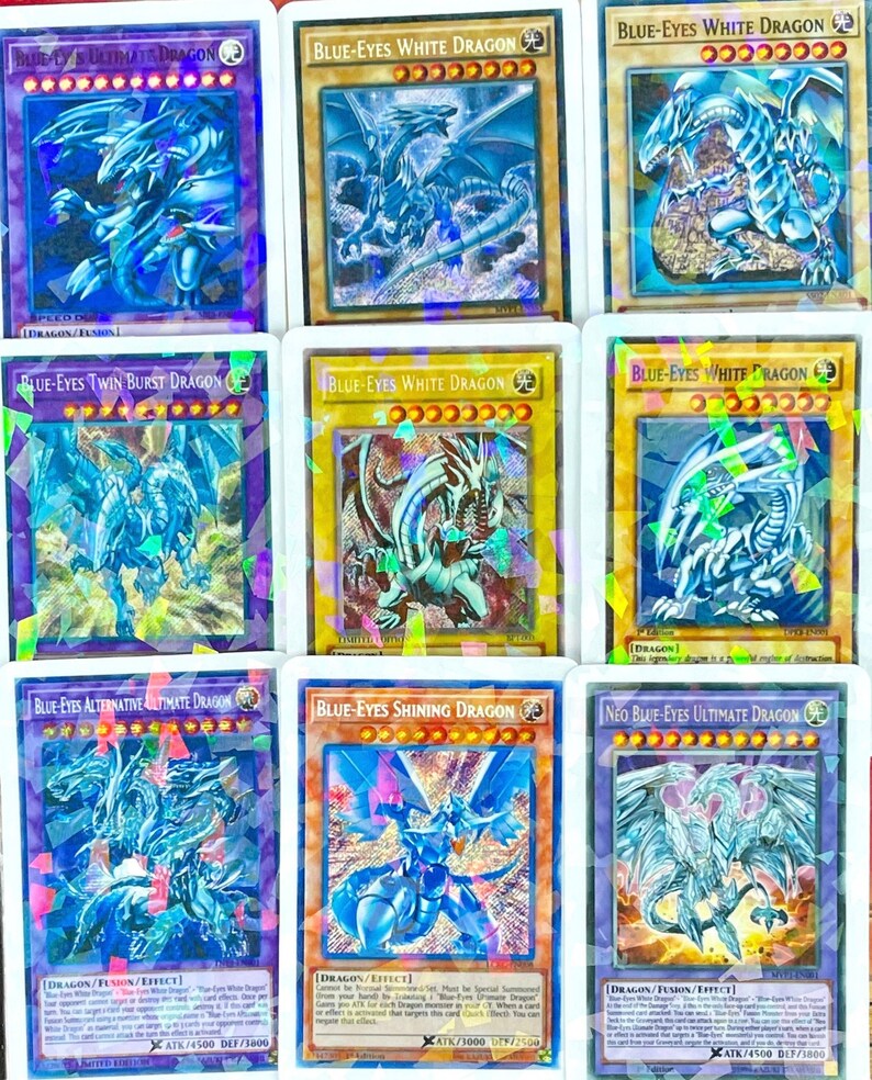 Holographic Blue Eyes White Dragon Stickers Waterproof Card Vinyl Laptop Decal Etsy