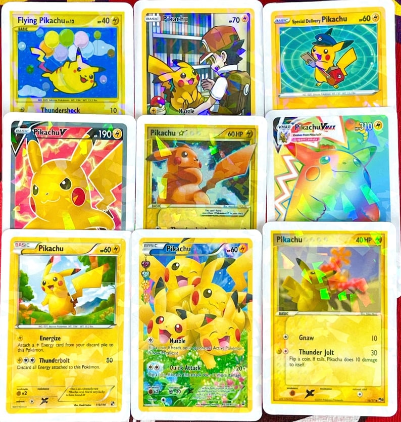 Holographic Pikachu Pokemon Stickers Waterproof Card Vinyl Etsy