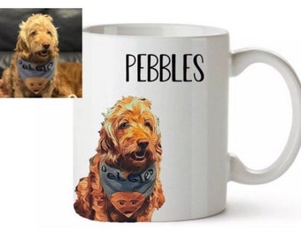 Personalised dog cat photo mug cartoon your pet Gift 11oz Coffee Tea mug