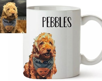 Personalised dog cat photo mug cartoon your pet Gift 11oz Coffee Tea stocking filler