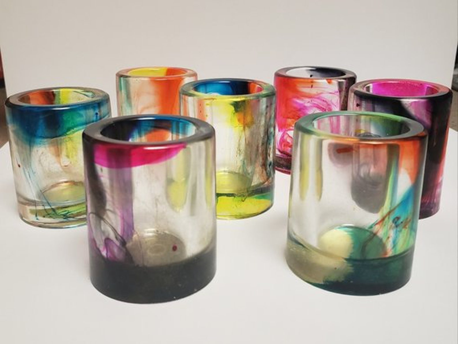 TWO Epoxy Resin Shot Glasses Etsy