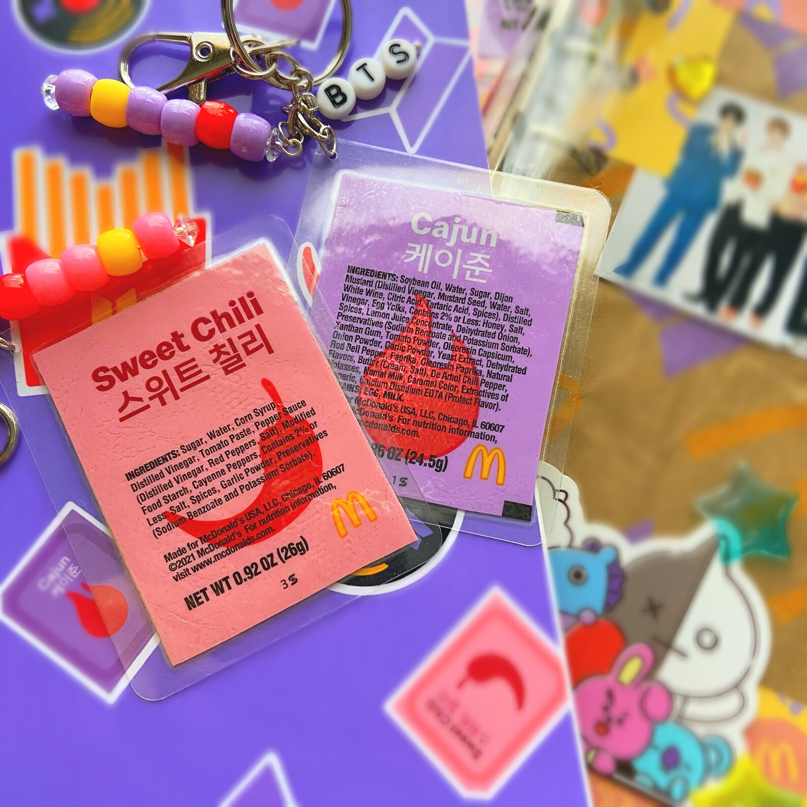 BTS Cajun and Sweet Chili Sauce Set Pack Keychains to Hang off Etsy