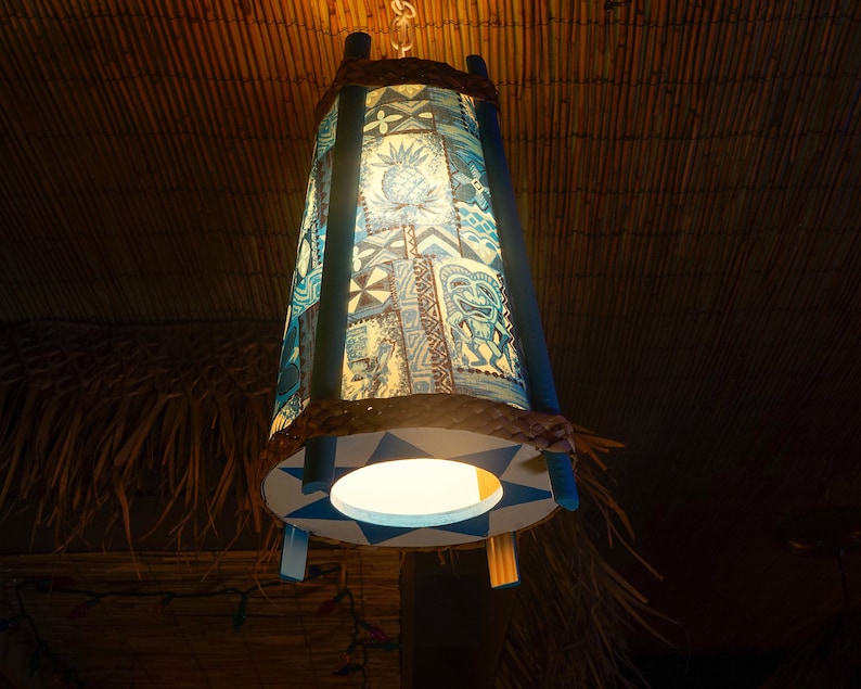 Blue tiki bar hanging light tiki decor. tropical lighting. Etsy