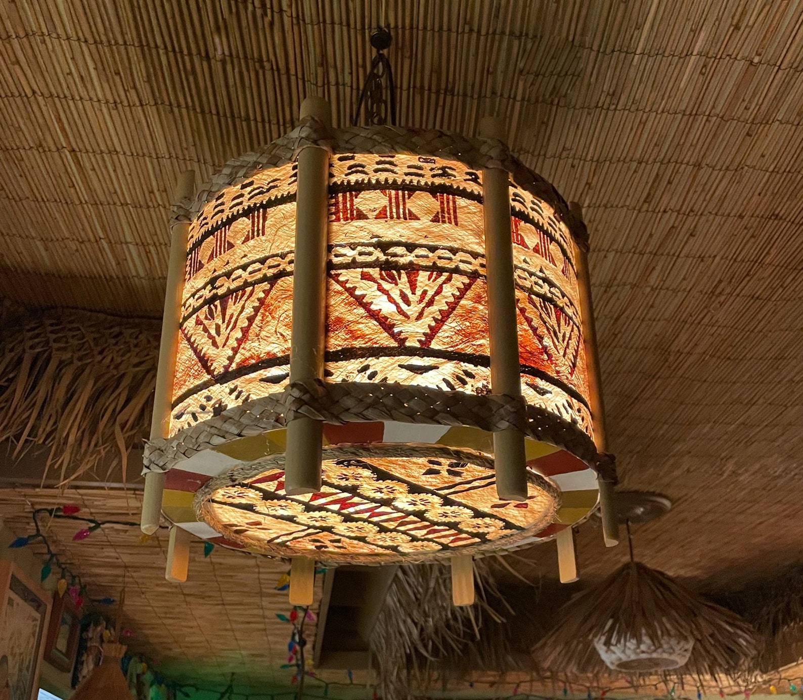 Tapa Cloth Tiki Bar light 2 retro tiki bar light tropical Etsy