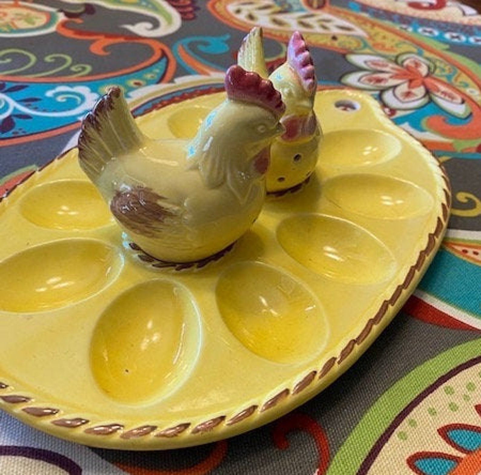 Vintage Deviled Egg Tray with Salt and Pepper Shakers Etsy