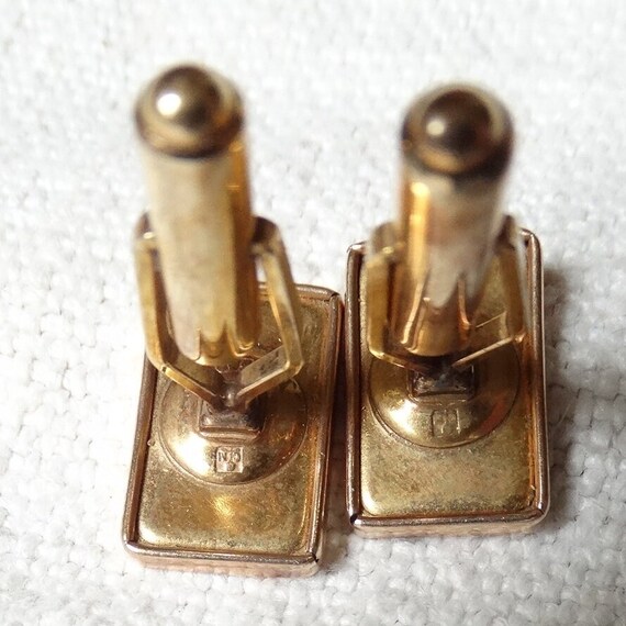 Cuff links, Charles Murat/Vintage rectangular bul… - image 9
