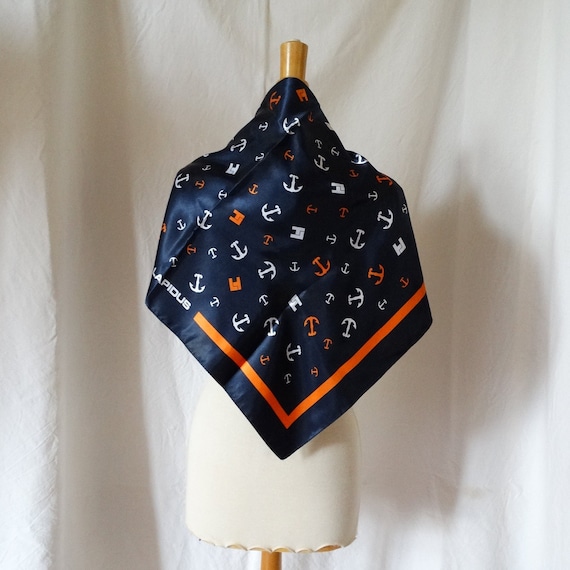 Ted Lapidus scarf/Square marine themed neck scarf/