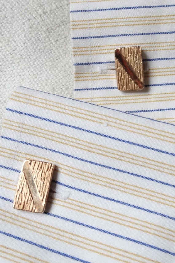 Cuff links, Charles Murat/Vintage rectangular bul… - image 4