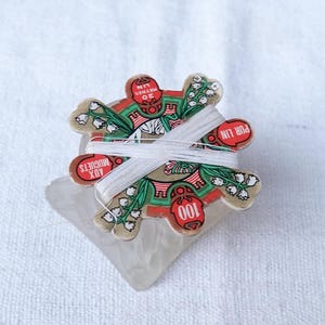 Vintage Fadenaufwickler/Werbe-Baumwollfadenhalter/Fil aux Muguets/französischer Leinenfadenhalter/Sammler Nähzubehör