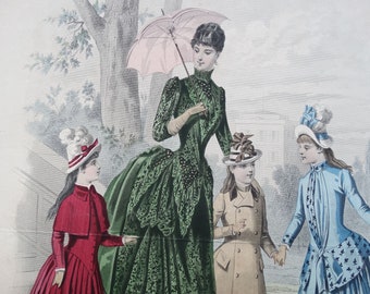 アンティークファッションプレート/La Revue de la Mode/1885年の
