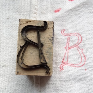 Sello de letra B/Bloque de impresión inicial antiguo/Impresión de telas/Arte textil/Pisapapeles/Bordado/Decoración de escritorio/Sello B elegante/Tampón inicial B